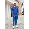 imageCOOFANDY Mens Tracksuit 2 Piece Quarter Zip Polo Athletic Sweatsuits Casual Running Jogging Sport Suit SetsBlue