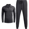 imageCOOFANDY Mens Tracksuit 2 Piece Quarter Zip Polo Athletic Sweatsuits Casual Running Jogging Sport Suit SetsDark Gray