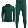 imageCOOFANDY Mens Tracksuit 2 Piece Quarter Zip Polo Athletic Sweatsuits Casual Running Jogging Sport Suit SetsDark Green