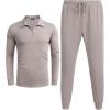 imageCOOFANDY Mens Tracksuit 2 Piece Quarter Zip Polo Athletic Sweatsuits Casual Running Jogging Sport Suit SetsGrey
