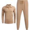 imageCOOFANDY Mens Tracksuit 2 Piece Quarter Zip Polo Athletic Sweatsuits Casual Running Jogging Sport Suit SetsKhaki