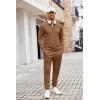 imageCOOFANDY Mens Tracksuit 2 Piece Quarter Zip Polo Athletic Sweatsuits Casual Running Jogging Sport Suit SetsLight Brown