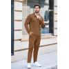 imageCOOFANDY Mens Tracksuit 2 Piece Quarter Zip Polo Athletic Sweatsuits Casual Running Jogging Sport Suit SetsLight Brown