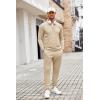 imageCOOFANDY Mens Tracksuit 2 Piece Quarter Zip Polo Athletic Sweatsuits Casual Running Jogging Sport Suit SetsLight Khaki