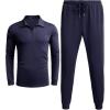 imageCOOFANDY Mens Tracksuit 2 Piece Quarter Zip Polo Athletic Sweatsuits Casual Running Jogging Sport Suit SetsNavy Blue