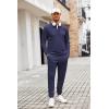 imageCOOFANDY Mens Tracksuit 2 Piece Quarter Zip Polo Athletic Sweatsuits Casual Running Jogging Sport Suit SetsNavy Blue