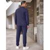 imageCOOFANDY Mens Tracksuit 2 Piece Quarter Zip Polo Athletic Sweatsuits Casual Running Jogging Sport Suit SetsNavy Blue