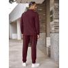 imageCOOFANDY Mens Tracksuit 2 Piece Quarter Zip Polo Athletic Sweatsuits Casual Running Jogging Sport Suit SetsWine Red
