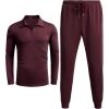 imageCOOFANDY Mens Tracksuit 2 Piece Quarter Zip Polo Athletic Sweatsuits Casual Running Jogging Sport Suit SetsWine Red