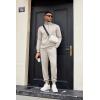 imageCOOFANDY Mens Tracksuit 2 Piece Quarter Zip Sweatsuit Sets Casual Athletic Running Jogging SuitsLight Gray