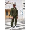 imageCOOFANDY Mens Tracksuit 2 Piece Quarter Zip Sweatsuit Workout Plaid Jacquard Jogging Suit SetArmy Green