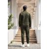 imageCOOFANDY Mens Tracksuit 2 Piece Quarter Zip Sweatsuit Workout Plaid Jacquard Jogging Suit SetArmy Green