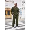 imageCOOFANDY Mens Tracksuit 2 Piece Quarter Zip Sweatsuit Workout Plaid Jacquard Jogging Suit SetArmy Green