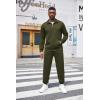 imageCOOFANDY Mens Tracksuit 2 Piece Quarter Zip Sweatsuit Workout Plaid Jacquard Jogging Suit SetArmy Green