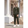 imageCOOFANDY Mens Tracksuit 2 Piece Quarter Zip Sweatsuit Workout Plaid Jacquard Jogging Suit SetArmy Green