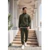 imageCOOFANDY Mens Tracksuit 2 Piece Quarter Zip Sweatsuit Workout Plaid Jacquard Jogging Suit SetArmy Green