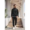 imageCOOFANDY Mens Tracksuit 2 Piece Quarter Zip Sweatsuit Workout Plaid Jacquard Jogging Suit SetBlack
