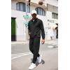 imageCOOFANDY Mens Tracksuit 2 Piece Quarter Zip Sweatsuit Workout Plaid Jacquard Jogging Suit SetBlack