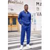 imageCOOFANDY Mens Tracksuit 2 Piece Quarter Zip Sweatsuit Workout Plaid Jacquard Jogging Suit SetBlue