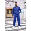 imageCOOFANDY Mens Tracksuit 2 Piece Quarter Zip Sweatsuit Workout Plaid Jacquard Jogging Suit SetBlue