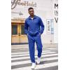 imageCOOFANDY Mens Tracksuit 2 Piece Quarter Zip Sweatsuit Workout Plaid Jacquard Jogging Suit SetBlue