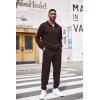 imageCOOFANDY Mens Tracksuit 2 Piece Quarter Zip Sweatsuit Workout Plaid Jacquard Jogging Suit SetBrown