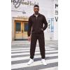 imageCOOFANDY Mens Tracksuit 2 Piece Quarter Zip Sweatsuit Workout Plaid Jacquard Jogging Suit SetBrown