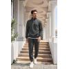 imageCOOFANDY Mens Tracksuit 2 Piece Quarter Zip Sweatsuit Workout Plaid Jacquard Jogging Suit SetDark Grey