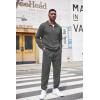 imageCOOFANDY Mens Tracksuit 2 Piece Quarter Zip Sweatsuit Workout Plaid Jacquard Jogging Suit SetDark Grey