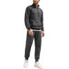 imageCOOFANDY Mens Tracksuit 2 Piece Quarter Zip Sweatsuit Workout Plaid Jacquard Jogging Suit SetDark Grey