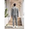 imageCOOFANDY Mens Tracksuit 2 Piece Quarter Zip Sweatsuit Workout Plaid Jacquard Jogging Suit SetLight Grey