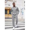 imageCOOFANDY Mens Tracksuit 2 Piece Quarter Zip Sweatsuit Workout Plaid Jacquard Jogging Suit SetLight Grey