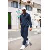 imageCOOFANDY Mens Tracksuit 2 Piece Quarter Zip Sweatsuit Workout Plaid Jacquard Jogging Suit SetNavy Blue
