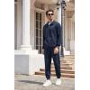 imageCOOFANDY Mens Tracksuit 2 Piece Quarter Zip Sweatsuit Workout Plaid Jacquard Jogging Suit SetNavy Blue