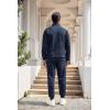 imageCOOFANDY Mens Tracksuit 2 Piece Quarter Zip Sweatsuit Workout Plaid Jacquard Jogging Suit SetNavy Blue