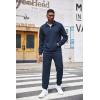imageCOOFANDY Mens Tracksuit 2 Piece Quarter Zip Sweatsuit Workout Plaid Jacquard Jogging Suit SetNavy Blue
