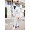 imageCOOFANDY Mens Tracksuit 2 Piece Quarter Zip Sweatsuit Workout Plaid Jacquard Jogging Suit SetWhite