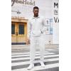 imageCOOFANDY Mens Tracksuit 2 Piece Quarter Zip Sweatsuit Workout Plaid Jacquard Jogging Suit SetWhite