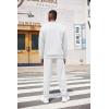 imageCOOFANDY Mens Tracksuit 2 Piece Quarter Zip Sweatsuit Workout Plaid Jacquard Jogging Suit SetWhite
