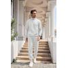 imageCOOFANDY Mens Tracksuit 2 Piece Quarter Zip Sweatsuit Workout Plaid Jacquard Jogging Suit SetWhite