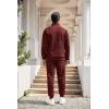 imageCOOFANDY Mens Tracksuit 2 Piece Quarter Zip Sweatsuit Workout Plaid Jacquard Jogging Suit SetWine Red