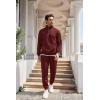 imageCOOFANDY Mens Tracksuit 2 Piece Quarter Zip Sweatsuit Workout Plaid Jacquard Jogging Suit SetWine Red