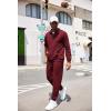 imageCOOFANDY Mens Tracksuit 2 Piece Quarter Zip Sweatsuit Workout Plaid Jacquard Jogging Suit SetWine Red