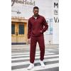 imageCOOFANDY Mens Tracksuit 2 Piece Quarter Zip Sweatsuit Workout Plaid Jacquard Jogging Suit SetWine Red