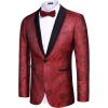 imageCOOFANDY Mens Tuxedo Jacket Slim Fit Shawl Lapel Blazer One Button Suit Jackets for Party Prom Wedding DinnerWine Red