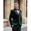 imageCOOFANDY Mens Tuxedo Jacket Slim Fit Velvet Blazer One Button Suit Jacket for Wedding Prom PartyGreen