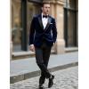 imageCOOFANDY Mens Tuxedo Jacket Slim Fit Velvet Blazer One Button Suit Jacket for Wedding Prom PartyNavy Blue