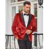 imageCOOFANDY Mens Tuxedo Jacket Slim Fit Velvet Blazer One Button Suit Jacket for Wedding Prom PartyRed