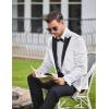 imageCOOFANDY Mens Tuxedo Jacket Slim Fit Velvet Blazer One Button Suit Jacket for Wedding Prom PartyWhite