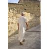 imageCOOFANDY Mens VNeck Linen Robe Short Sleeve Kaftan Thobe Long Gown Casual Shirt for Beach Summer01white
